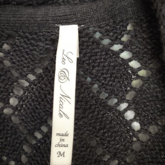 Leo & Nicole Gray Sweater Cardigan Open Front Duster Light Knit LS M - Picture 4 of 8